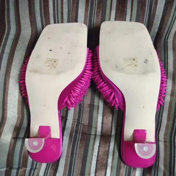 ❤️JEFFREY CAMPBELL Kinsley Fuchsia Heavily Beaded Heels Shoes Size 7 - 7 1… - Picture 7 of 8